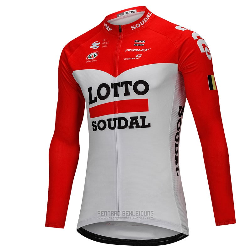 2018 Fahrradbekleidung Lotto Soudal Wei und Rot Trikot Langarm und Tragerhose